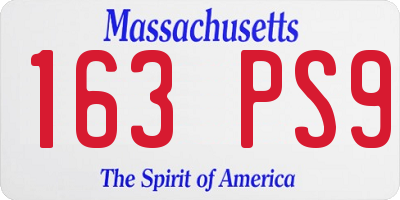 MA license plate 163PS9