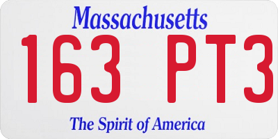 MA license plate 163PT3
