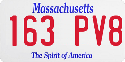 MA license plate 163PV8