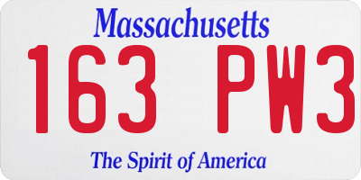 MA license plate 163PW3