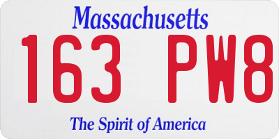 MA license plate 163PW8