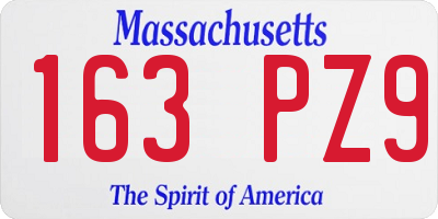 MA license plate 163PZ9