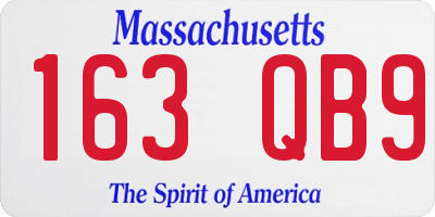 MA license plate 163QB9