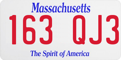 MA license plate 163QJ3