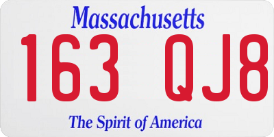 MA license plate 163QJ8