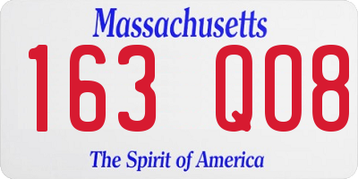MA license plate 163QO8