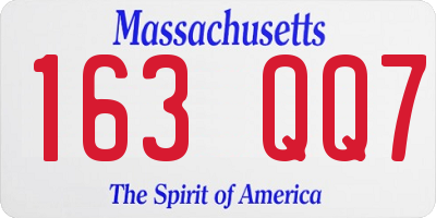 MA license plate 163QQ7