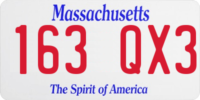 MA license plate 163QX3