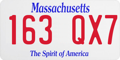 MA license plate 163QX7