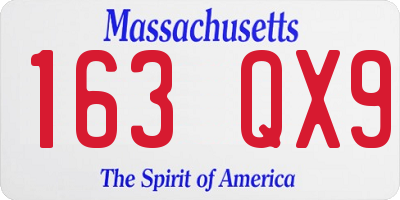 MA license plate 163QX9