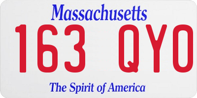 MA license plate 163QY0