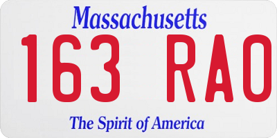 MA license plate 163RA0