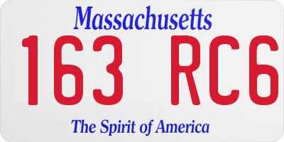 MA license plate 163RC6