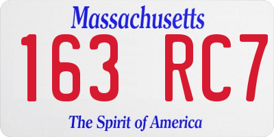 MA license plate 163RC7