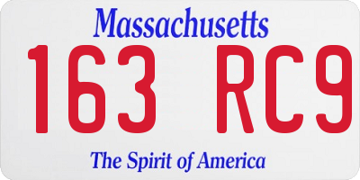MA license plate 163RC9