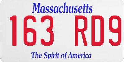 MA license plate 163RD9