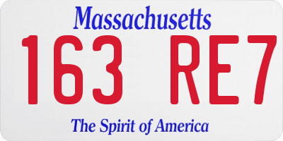MA license plate 163RE7