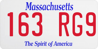 MA license plate 163RG9