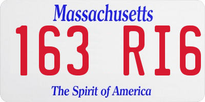 MA license plate 163RI6