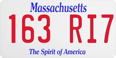 MA license plate 163RI7