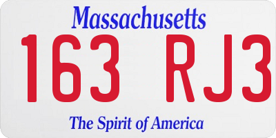 MA license plate 163RJ3
