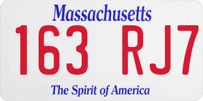 MA license plate 163RJ7