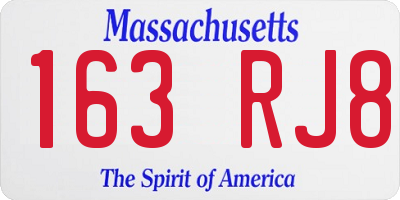 MA license plate 163RJ8