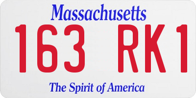 MA license plate 163RK1