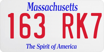 MA license plate 163RK7