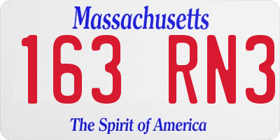 MA license plate 163RN3