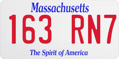 MA license plate 163RN7