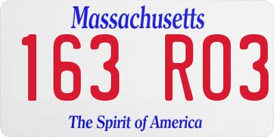MA license plate 163RO3