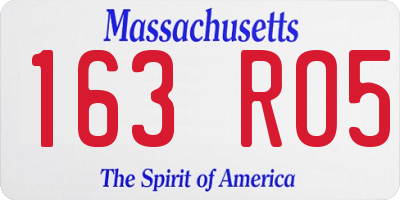 MA license plate 163RO5