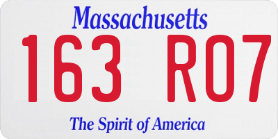 MA license plate 163RO7