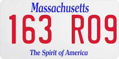 MA license plate 163RO9