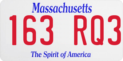 MA license plate 163RQ3