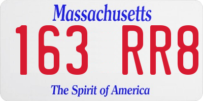 MA license plate 163RR8