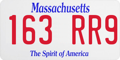 MA license plate 163RR9