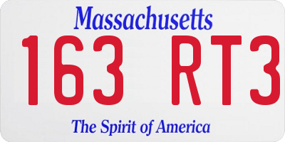 MA license plate 163RT3