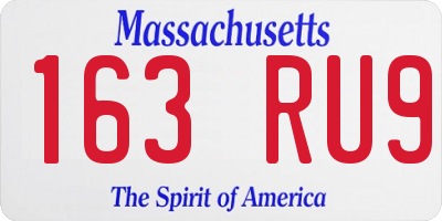 MA license plate 163RU9