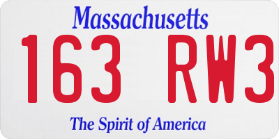 MA license plate 163RW3