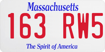 MA license plate 163RW5