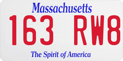 MA license plate 163RW8