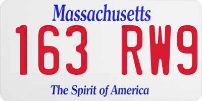 MA license plate 163RW9