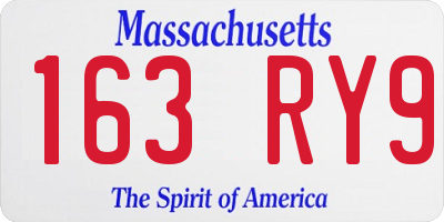 MA license plate 163RY9