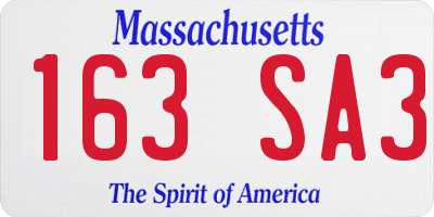 MA license plate 163SA3