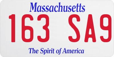 MA license plate 163SA9