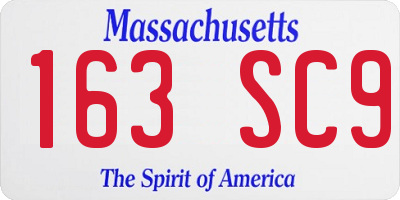 MA license plate 163SC9