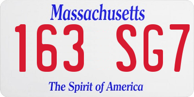 MA license plate 163SG7
