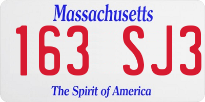 MA license plate 163SJ3